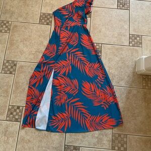 Tropical one shoulder maxi dress